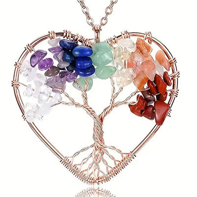 qualidade  5*5cm Tree Of Life Necklace With Chakra Stones Pendant fábrica