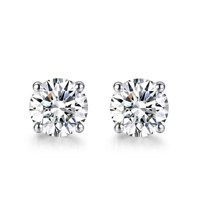 qualidade  18k Gold Moissanite Diamond Stud Earrings White Gold Support Customization fábrica