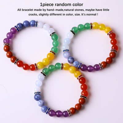 4mm/6mm/8mm/12mm Criado à mão Cristal 7 Chakra Pulseira comprimento 18cm