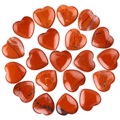 0.8 polegadas de Jaspe Vermelho Natural, Pedra preciosa em forma de coração, cristal de cura.