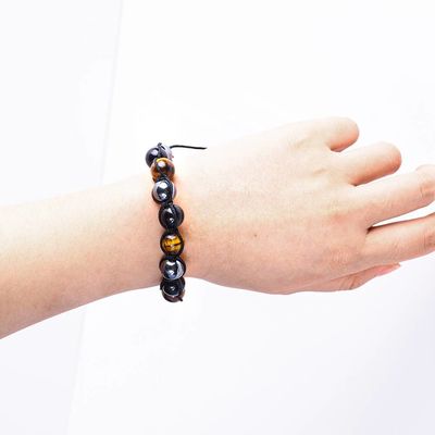 Cordel trançado feito à mão natural Triple gemstones Beads Bracelet