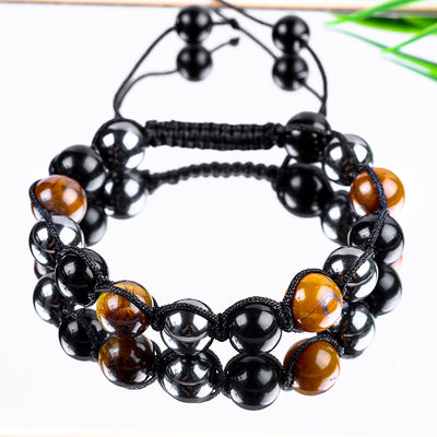 Cordel trançado feito à mão natural Triple gemstones Beads Bracelet