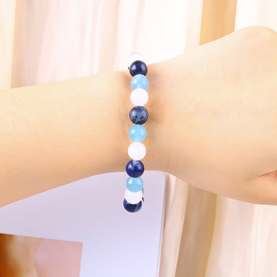 Quartz claro / Sodalite / Azul Calcedônia 8mm Energia Positiva Cristal de contas Pulseira