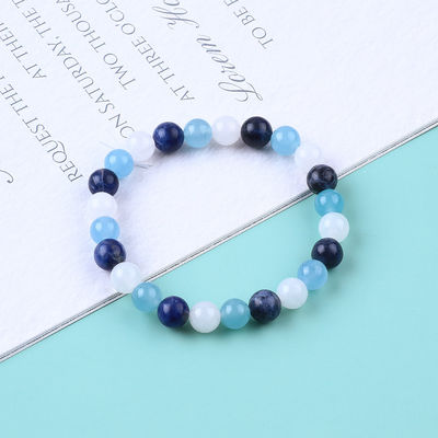 Quartz claro / Sodalite / Azul Calcedônia 8mm Energia Positiva Cristal de contas Pulseira