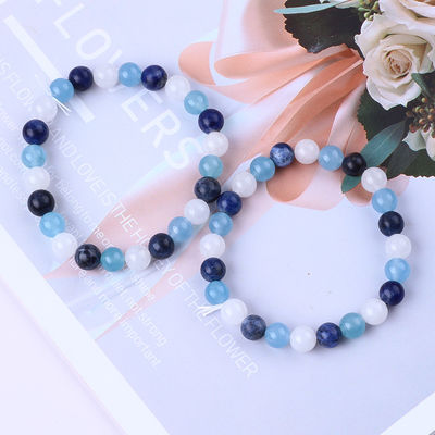 Quartz claro / Sodalite / Azul Calcedônia 8mm Energia Positiva Cristal de contas Pulseira