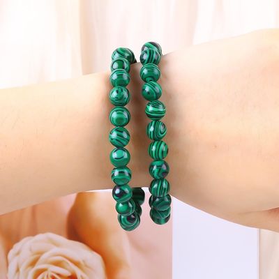Elastic Natural Malachite Verde Anti Ansiedade Curativo Pulseira de Bolas