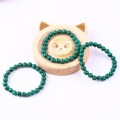 Elastic Natural Malachite Verde Anti Ansiedade Curativo Pulseira de Bolas