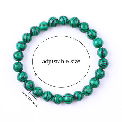 Elastic Natural Malachite Verde Anti Ansiedade Curativo Pulseira de Bolas