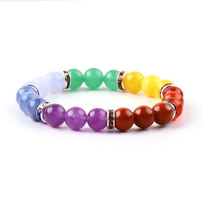 4mm/6mm/8mm/12mm Criado à mão Cristal 7 Chakra Pulseira comprimento 18cm