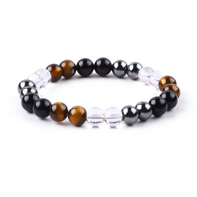 Bracelete de proteção de contas de cristal natural elástico feito à mão para cura