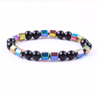8 mm de madeira natural de pedra cristalina elástica Obsidiana Hematite pulseira de contas