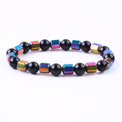 8 mm de madeira natural de pedra cristalina elástica Obsidiana Hematite pulseira de contas