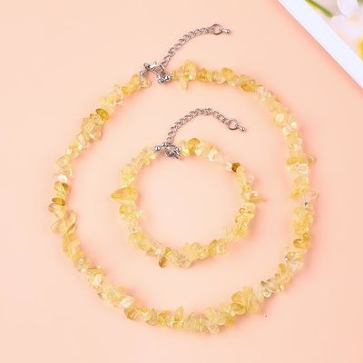 Chips ajustáveis feitos à mão Bracelete de pedra de cascalho Necklace Set Irregular Crystal Healing Energy Jewelry Kit
