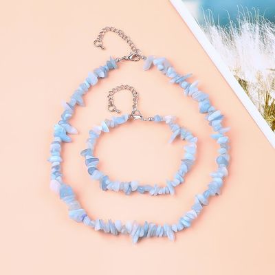 Chips ajustáveis feitos à mão Bracelete de pedra de cascalho Necklace Set Irregular Crystal Healing Energy Jewelry Kit
