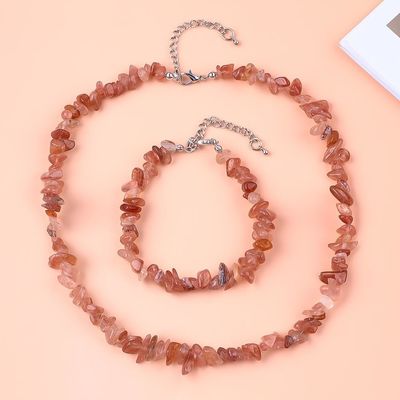 Chips ajustáveis feitos à mão Bracelete de pedra de cascalho Necklace Set Irregular Crystal Healing Energy Jewelry Kit