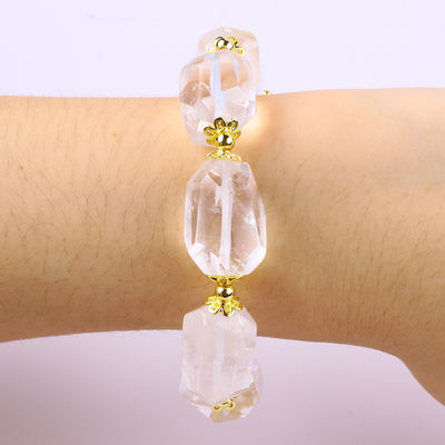 Pulseira de pedra preciosa feita à mão fechada Amuleto ajustável Pulseira de quartzo transparente Pedra natural Jóias de pérola Para festa Usar diariamente