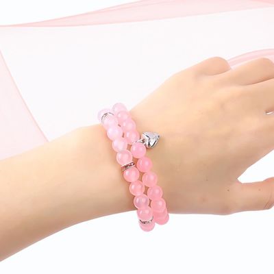 8mm Rosa Quartz Pedra Geminosa Bolas Pulseira Energia Curativa Encanto Joias