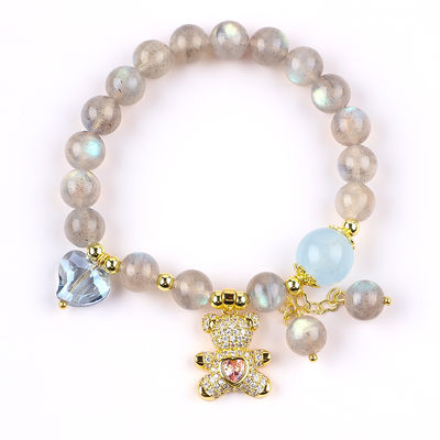 Labradorite / Ametista Pulsera de Pedra Natural Reduz a Energia Negativa