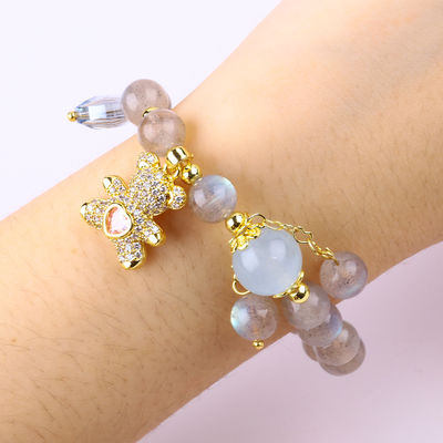 Labradorite / Ametista Pulsera de Pedra Natural Reduz a Energia Negativa