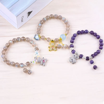 Labradorite / Ametista Pulsera de Pedra Natural Reduz a Energia Negativa