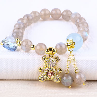 Labradorite / Ametista Pulsera de Pedra Natural Reduz a Energia Negativa