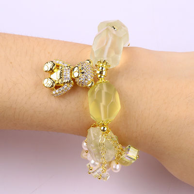 Pulseira de pedra preciosa feita à mão Encantadores ajustáveis Pulseiras de cítrico Pedra natural Jóias de pérola Para festa Usar diariamente