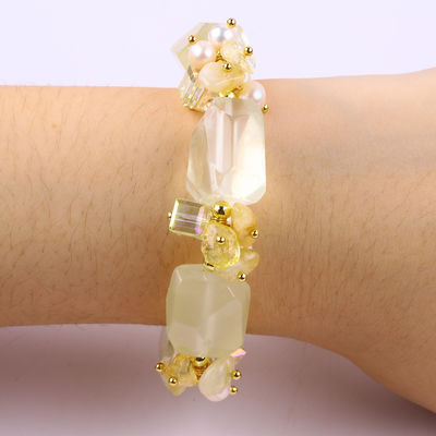 Pulseira de pedra preciosa feita à mão Encantadores ajustáveis Pulseiras de cítrico Pedra natural Jóias de pérola Para festa Usar diariamente
