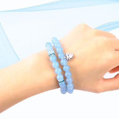 8mm Ametista Azul Aquamarinas Pedras preciosas Pulseiras Cristal Cura