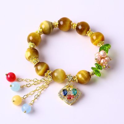 Poder curativo 10mm Pedra preciosa pulseiras redondas com pérolas