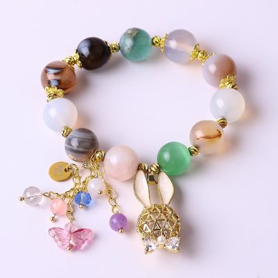 Poder curativo 10mm Pedra preciosa pulseiras redondas com pérolas