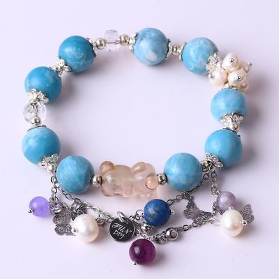 Poder curativo 10mm Pedra preciosa pulseiras redondas com pérolas
