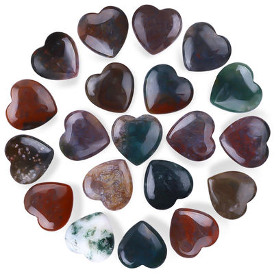Pedra polida à prova de tempo Ágata indiana Pedras de chakra em forma de coração Cristal