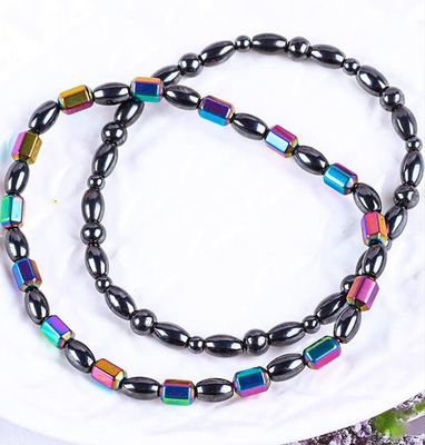 Pedras preciosas para emagrecer Magnético Hematite Pedra Pulseiras de tornozelo com símbolo de cinco estrelas