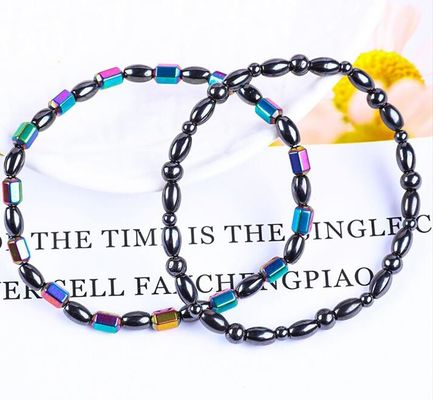 Pedras preciosas para emagrecer Magnético Hematite Pedra Pulseiras de tornozelo com símbolo de cinco estrelas