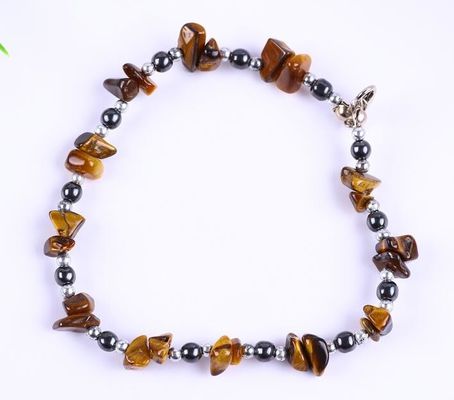 Pedra de hematita Anquilhos Pulseiras com Cristais de Cascalho Pedra Anquilho Prémio Cadeia