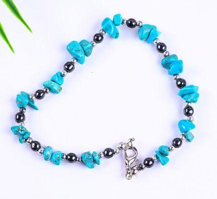 Pedra de hematita Anquilhos Pulseiras com Cristais de Cascalho Pedra Anquilho Prémio Cadeia