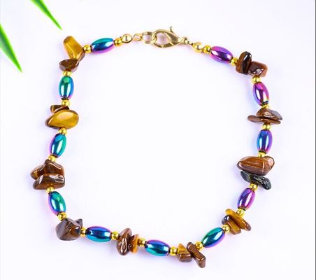 Pedra de hematita Anquilhos Pulseiras com Cristais de Cascalho Pedra Anquilho Prémio Cadeia