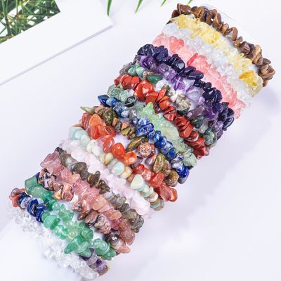 Chacra de energia curativa de cascalho irregular Bracelete de pedra natural OEM ODM