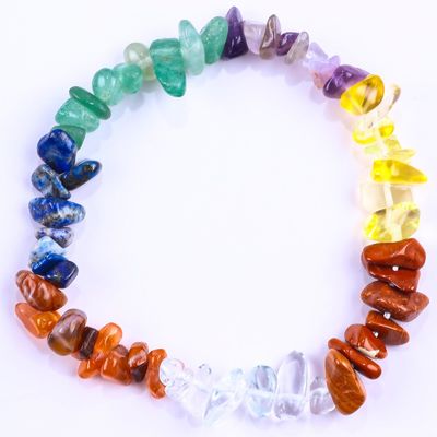 Chacra de energia curativa de cascalho irregular Bracelete de pedra natural OEM ODM