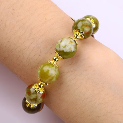 Pulseira feita à mão de pedras preciosas com contas de dragão amarelo natural, pedra de sangue, pulseira de charme ajustável para uso diário.