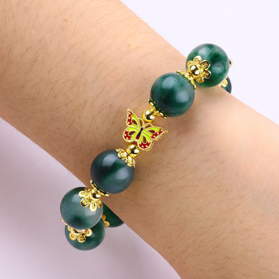 Pulseira feita à mão de pedras preciosas com contas, pulseira de calcedônia verde, pulseira de charme ajustável, pulseira para uso diário em festas.