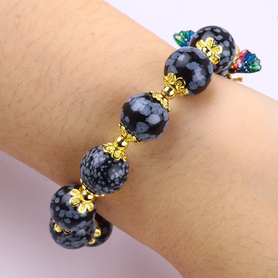 Pulseira feita à mão de pedras preciosas com contas de neve de flocos de neve de feitiços ajustáveis Pulseira para festa