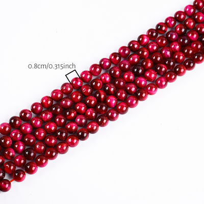 8mm Rosa Ojo de Tigre Vermelho Pedra de Pedra de Cristal Rosa Curativa