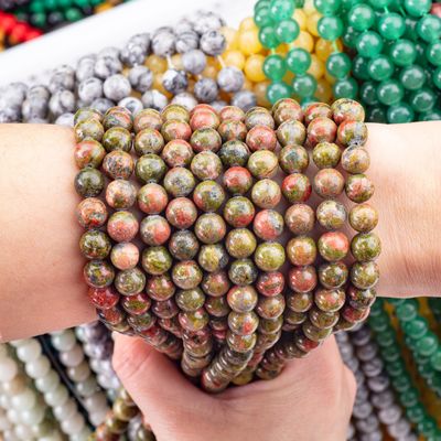 Unakite Round Bead Cristal Natural Pedra Prêmios Diferente Tamanho de contas Filamentos de contas soltos para fazer jóias DIY