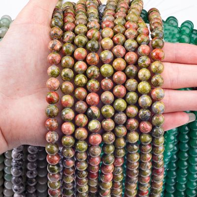Unakite Round Bead Cristal Natural Pedra Prêmios Diferente Tamanho de contas Filamentos de contas soltos para fazer jóias DIY