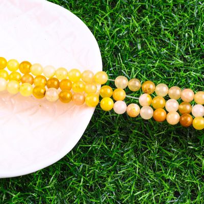 Jade amarelo escuro Bolas redondas cristal natural Pedra preciosa Tamanho de bolas diferente Fios de bolas soltos para fabricação de jóias DIY