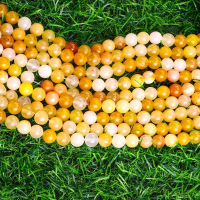 Jade amarelo escuro Bolas redondas cristal natural Pedra preciosa Tamanho de bolas diferente Fios de bolas soltos para fabricação de jóias DIY