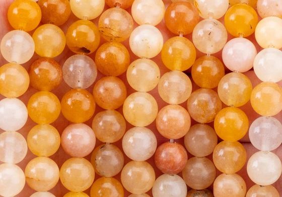 Jade amarelo escuro Bolas redondas cristal natural Pedra preciosa Tamanho de bolas diferente Fios de bolas soltos para fabricação de jóias DIY
