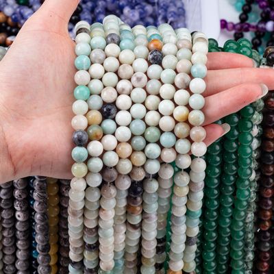 Amazonite Round Bead Cristal natural Pedra preciosa Tamanho de contas diferente Fios de contas soltos para fabricação de jóias