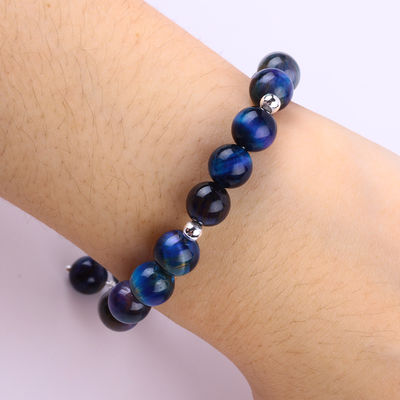 Cristal de pedra preciosa 8mm Rainbow Tiger Eye Com Floco de Neve Charm Stretch Bracelet Para Dar Presente